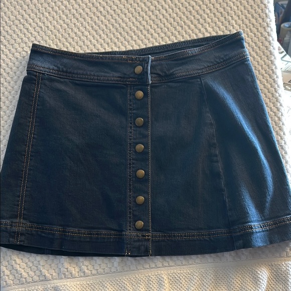Free People Blue Gold A-Line Mini Skirt Casual - Picture 1 of 4